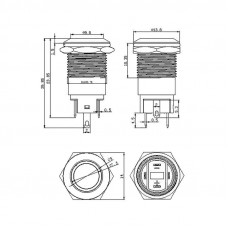 Кнопка антивандальная Ø12 Фикс (2с) OFF-ON выпуклая (A12-B2) REXANT