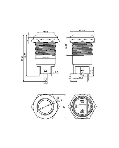 Кнопка антивандальная Ø12 Фикс (2с) OFF-ON выпуклая (A12-B2) REXANT