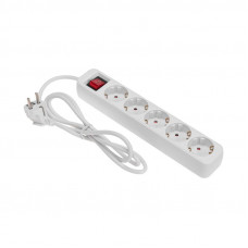 Удлинитель STANDARD 5 гнезд, 1,5м, 3х1,0мм², с/з, с выключателем, белый REXANT