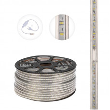Лента светодиодная 220В, SMD3014, 9,6Вт/м, 120 LED/м, Холодный белый, 6х10,6мм, 100м, с кабелем питания, IP67 NEON-NIGHT