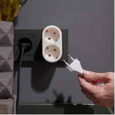 Двойник электрический 16А с/з вертикальный белый REXANT