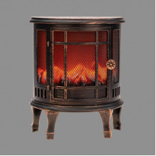 Светодиодный камин Винтаж мини с эффектом живого огня 24.8х12.7х30 см, батарейки 3хС (не в комплекте), с USB, бронзовый