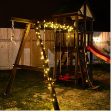 Гирлянда Нить управляемая 10м 100 LED ЗОЛОТОЙ черный ПВХ IP65 свечение с динамикой 230В контроллер в комплекте NEON-NIGHT