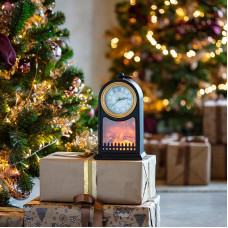 Светодиодный камин Старинные часы с эффектом живого огня 14,7x11,7x25 см, черный, батарейки 2хС (не в комплекте) USB NEON-NIGHT