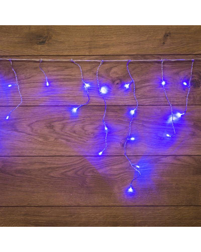 Гирлянда Бахрома (Айсикл), 1,8х0,5м, 48 LED СИНИЕ, прозрачный ПВХ, IP20, свечение с динамикой, 230В, не соединяется