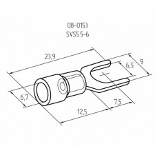 Наконечник вилочный изолированный 6.5 мм 4-6 мм ² (НВи 6.0-6 / НВи 5,5-6) желтый REXANT