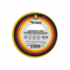 Изолента ПВХ профессиональная, 0,18х19мм, 20м, желто-зеленая KRANZ