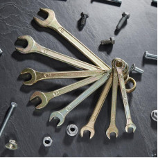 Набор ключей комбинированных (8-11, 13, 14, 17, 19мм), 8 шт, желтый цинк REXANT