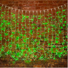Гирлянда светодиодная Занавес 2х1,5м 360 LED ЗЕЛЕНЫЙ белый КАУЧУК IP67 постоянное свечение 230В блок в комплекте NEON-NIGHT