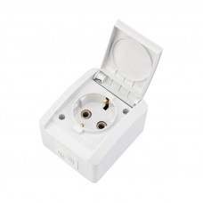 Розетка одноместная (керамика) INDUSTRIAL IP54 с/з, о/у, белая KRANZ
