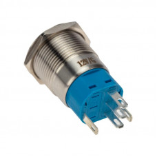 Кнопка антивандальная Ø19 12В(LED) Фикс (5с) OFF-ON/ON-OFF подсв/зеленая REXANT