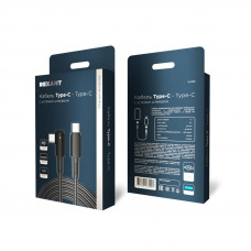 Кабель Type-C – Type-C, 5А, 100Вт, 1м, в черной нейлоновой оплетке, с угловым штекером и световой индикацией REXANT