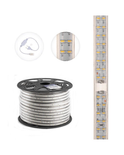 Лента светодиодная 220В, SMD3014, 240 LED/м, Теплый белый, 6,5x15мм, 100м, кабель питания в комплекте, IP67 NEON-NIGHT