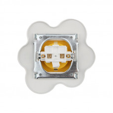 Розетка одноместная HAPPY Яичница с/у, с/з, со шторками, желтая/белая KRANZ