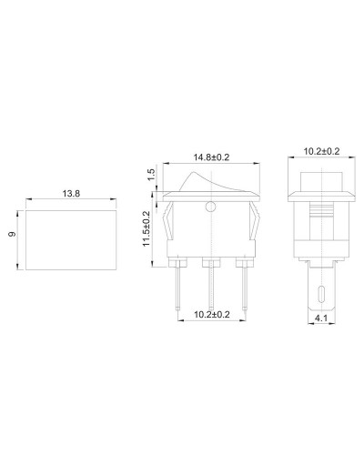 Переключатель клавишный 250V 3А (3с) ON-ON красный Micro (RWB-102) REXANT