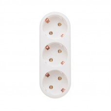 Тройник электрический линейный 16А с/з вертикальный, белый REXANT