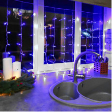 Гирлянда Светодиодный Дождь 1,5х1м, свечение с динамикой, прозрачный провод, 230 В, диоды СИНИЕ