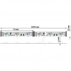 Лента светодиодная 12В, SMD5050, 14,4Вт/м, 60 LED/м, RGB, 10мм, 5м, IP65 LAMPER