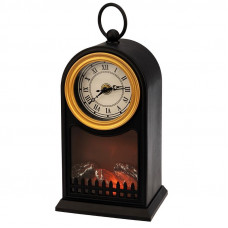 Светодиодный камин Старинные часы с эффектом живого огня 14,7x11,7x25 см, черный, батарейки 2хС (не в комплекте) USB NEON-NIGHT