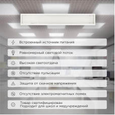 Панель ГОСТ! универсальная светодиодная 19мм ПРИЗМА 1195х180 40Вт 180–260В IP20 3300Лм 6500K холодный свет REXANT