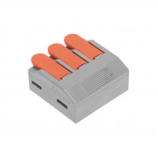 Универсальная клемма СМК 222-613/221-613, 3-проводная серая 0,5-4/6 мм² (25 шт/уп) REXANT