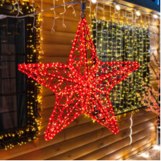 Светодиодная фигура Звезда 80 см, 160 светодиодов, с трубой и подвесом, цвет свечения красный NEON-NIGHT