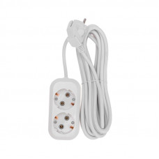 Удлинитель 2 гнезда, 5м, 3х0,75мм², с/з, белый PROconnect