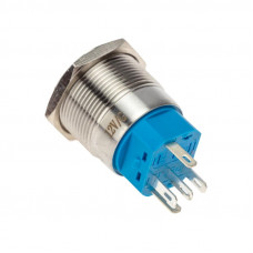 Кнопка антивандальная Ø 22 12В(LED) Б/Фикс (5с) OFF-(ON)/ON-(OFF) подсв./зеленая REXANT