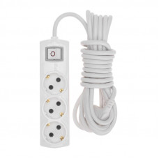 Удлинитель PREMIUM 3 гнезда, 5м, 3х1,5мм², с/з, с выключателем, белый REXANT