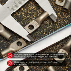 Наконечник медный луженый ТМЛ 16–6–6 (16мм² - Ø6мм) ГОСТ 7386-80 (в упак. 5 шт.) REXANT