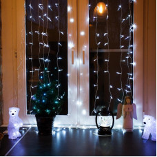 Декоративный фонарь с эффектом снегопада и подсветкой Снеговики, Белый