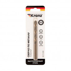 Сверло по металлу 6х93х57мм «Кобальт» (сталь HSS-Co 5% M35 P6M5K5) DIN 338, 1 шт. в блистере KRANZ