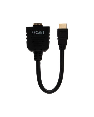 Переходник штекер HDMI - 2 гнезда HDMI с проводом, черный REXANT