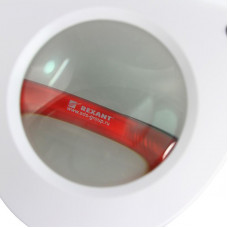 Лупа на струбцине круглая 5D с подсветкой и крышкой, ø127мм, белая (6025,ВО) REXANT