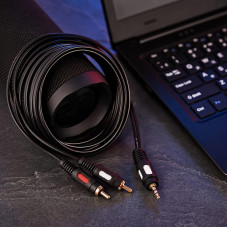 Шнур Стерео 3,5мм - 2 RCA, 3м, Gold REXANT