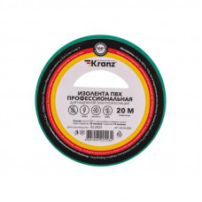 Изолента ПВХ профессиональная, 0,18х19мм, 20м, зеленая KRANZ