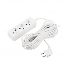Удлинитель 3 гнезда, 10м, 3х0,75мм², с/з, белый PROconnect