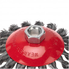 Щетка коническая для УШМ, крученая стальная проволока, 115мм, М14 KRANZ