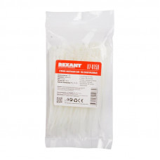 Стяжка нейлоновая многоразовая 150x3,5мм, белая (100 шт/уп) REXANT