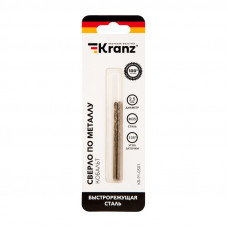 Сверло по металлу 2,5х57х30мм «Кобальт» (сталь HSS-Co 5% M35 P6M5K5) DIN 338, 2 шт. в блистере KRANZ