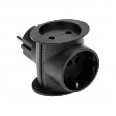 Тройник электрический универсальный 16А одно гнездо с/з черный REXANT