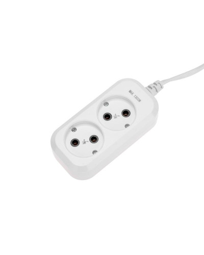 Удлинитель 2 гнезда, 1,5м, 2х0,75мм², б/з, белый PROconnect