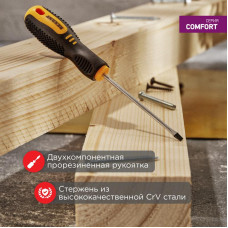 Отвертка шлицевая SL3х75мм, двухкомпонентная рукоятка REXANT