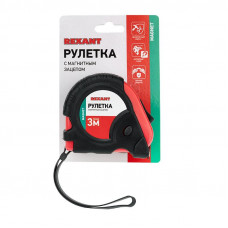 Рулетка измерительная Профи прорезиненный корпус, магнитная, 3м х 16мм REXANT