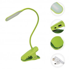 Светильник настольный Click 4Вт, LED, 4000К, диммируемый 3 ступени, заряжаемый, на прищепке, зеленый REXANT