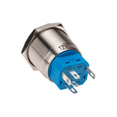 Кнопка антивандальная Ø22 12В(LED) Б/Фикс (5с) OFF-(ON) / ON-(OFF) подсв/красная REXANT