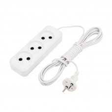 Удлинитель 3 гнезда, 5м, 2х0,75мм², б/з, белый REXANT