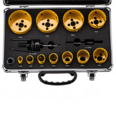 Набор коронок Bimetal (14, 20, 22, 25, 30, 35, 40, 51, 60, 64, 67), 16 предметов, металлический кейс KRANZ