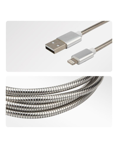 Кабель USB-A – Lightning для Apple, 2,4А, 1м, в металлической оплетке REXANT