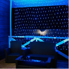 Гирлянда светодиодная Сеть 2,5х2,5м 432 LED БЕЛЫЙ/СИНИЙ черный ПВХ IP65 постоянное свечение 230В блок в комплекте NEON-NIGHT